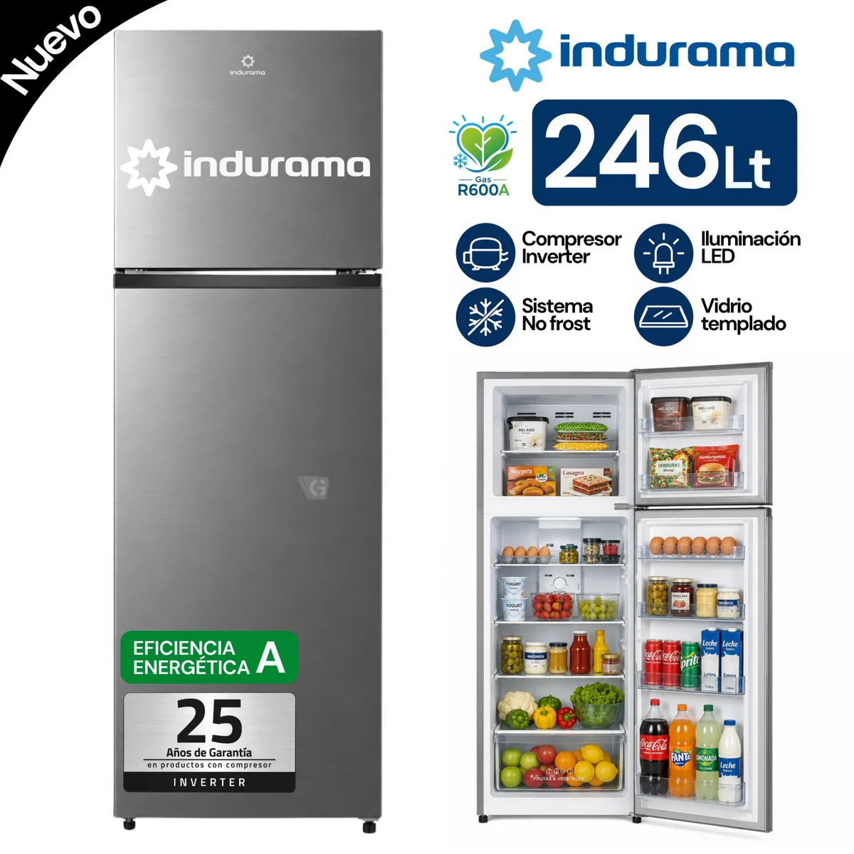 REFRIGERADORA INDURAMA 246LT TOP FREEZER NO FROST RI-389I - 1