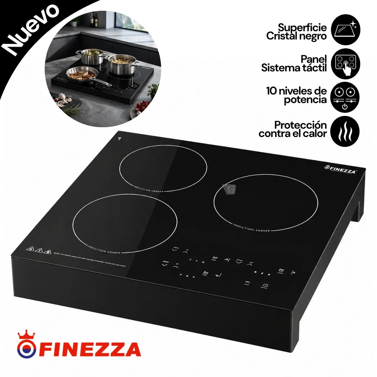 COCINA DE INDUCCION 3 HORNILLAS FINEZZA FZ-320IN-3 - 1