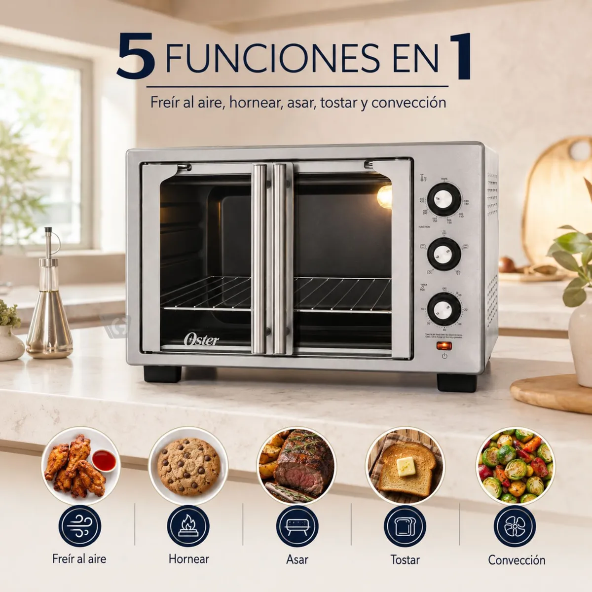 HORNO CON FREIDORA DE AIRE OSTER® DE 35 LITROS, PUERTAS FRANCESAS, TSSTTV35FDMAFNS - 4