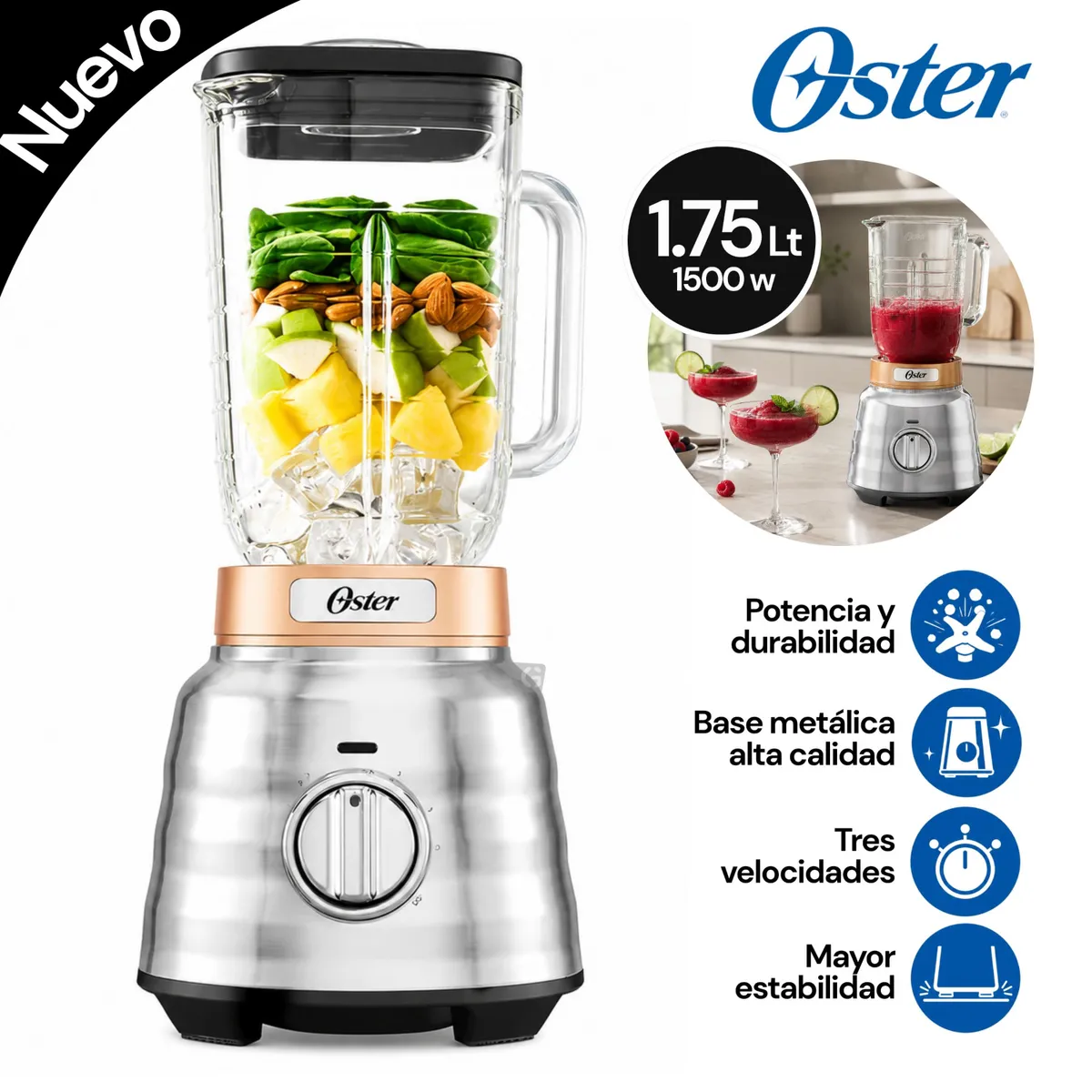 LICUADORA BH PRO 3VEL RT CR VID 175LTS BLSTPBRG - 1