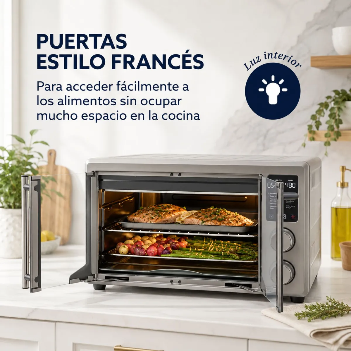HORNO CON FREIDORA DE AIRE DIGITAL OSTER® DE 42 LITROS, PUERTAS FRANCESAS, TSSTTV42FDDAFNS - 6