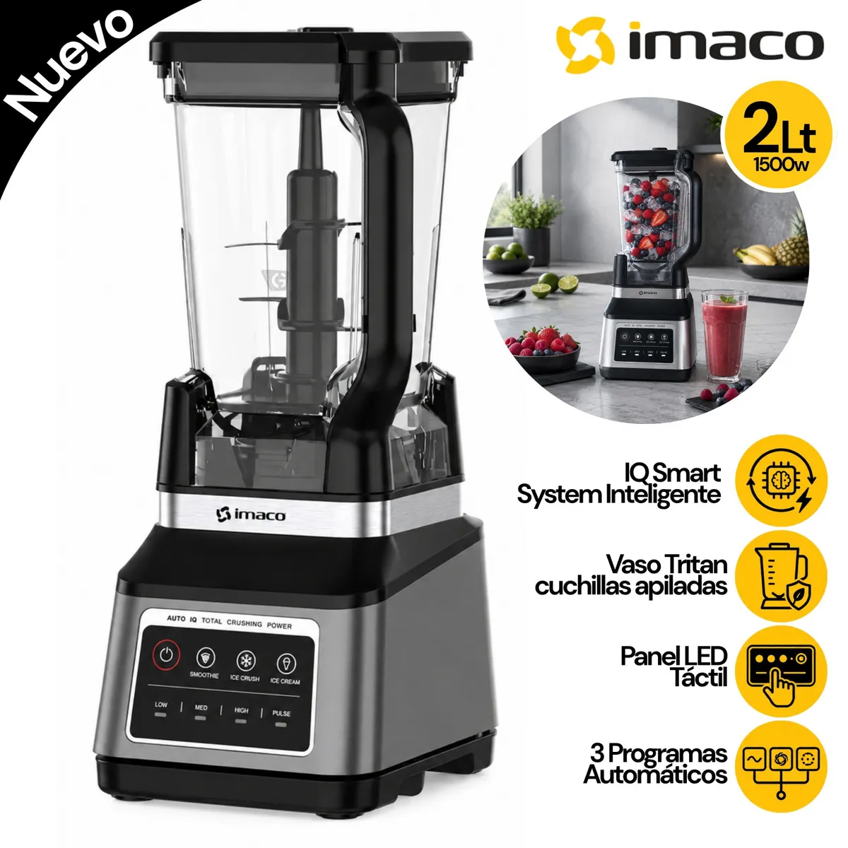 LICUADORA 2L INTELIGENTE IQ SMART SYSTEM 1500W BLC1500KI IMACO - 1