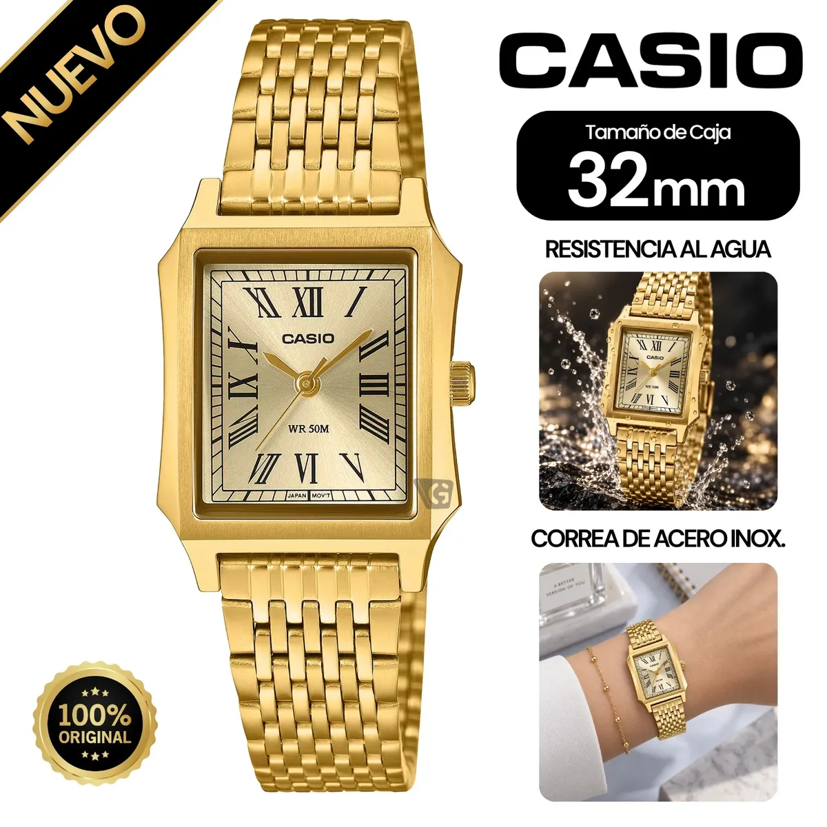 RELOJ CASIO PARA MUJER LTP-B190G-9BV - 1