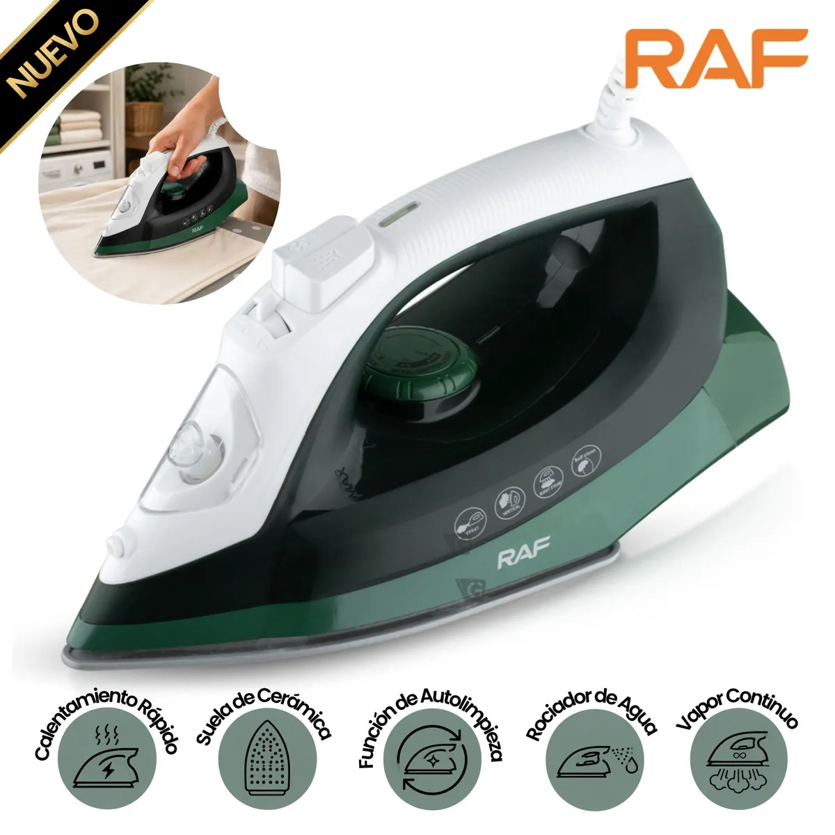 PLANCHA A VAPOR RAF R.1209G 2200W - 1
