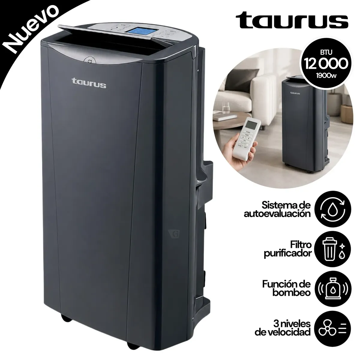 COMBO AIRE ACONDICIONADO TAURUS 3 EN 1 AC350 + CALEFACTOR S2000 - 2