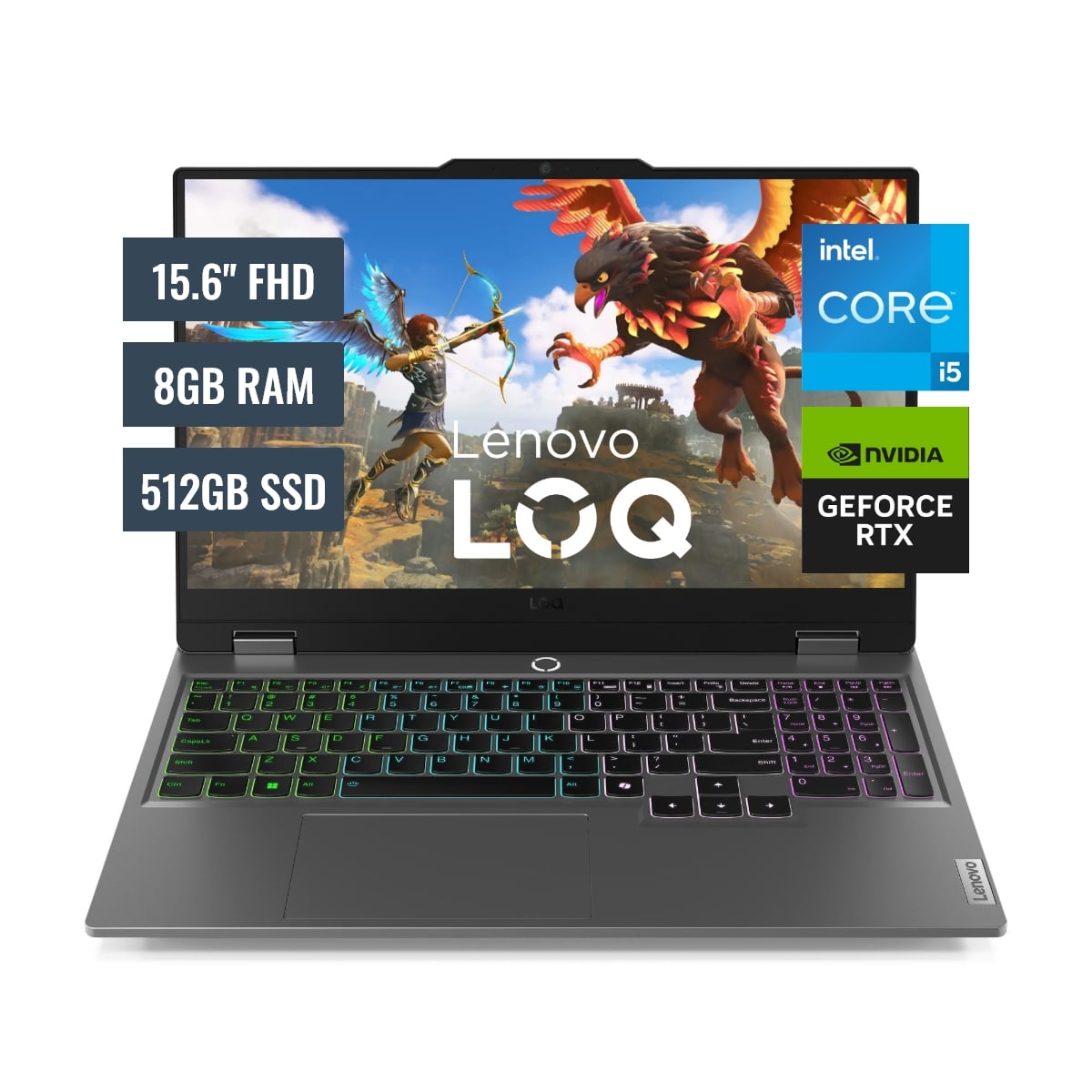 LAPTOP LENOVO LOQ INTEL CORE I5 12450HX 8GB RAM 512GB SSD 6GB RTX 3050 15.6 FHD FREEDOS - 1