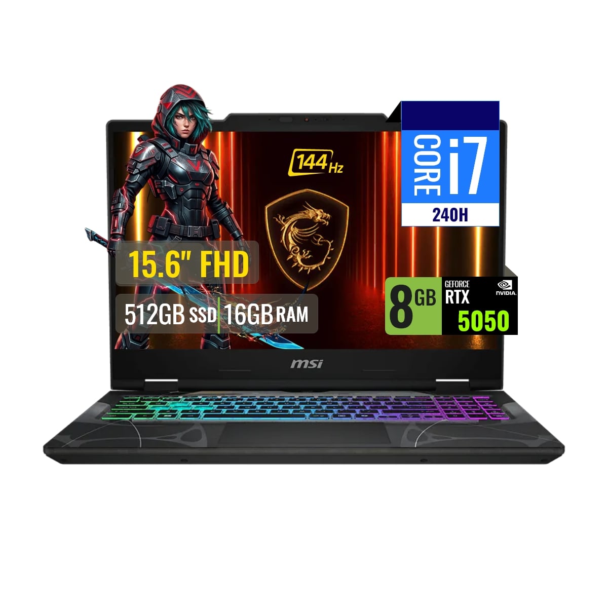 LAPTOP GAMER MSI CYBORG 15 B2RWEKG INTEL CORE 7 240H 16GB RAM 512GB SSD 8GB RTX 5050 15.6 FHD WINDOWS 11 - 1