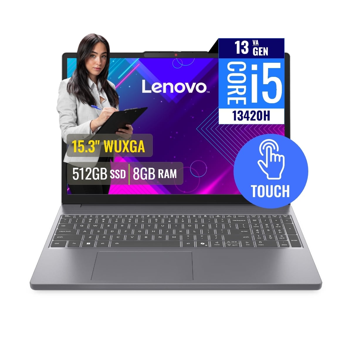 LAPTOP LENOVO IDEA PAD SLIM 3 15IRH10 INTEL CORE I5 13420H 8GB RAM 512GB SSD 15.3 WUXGA TOUCH FREEDOS - 1