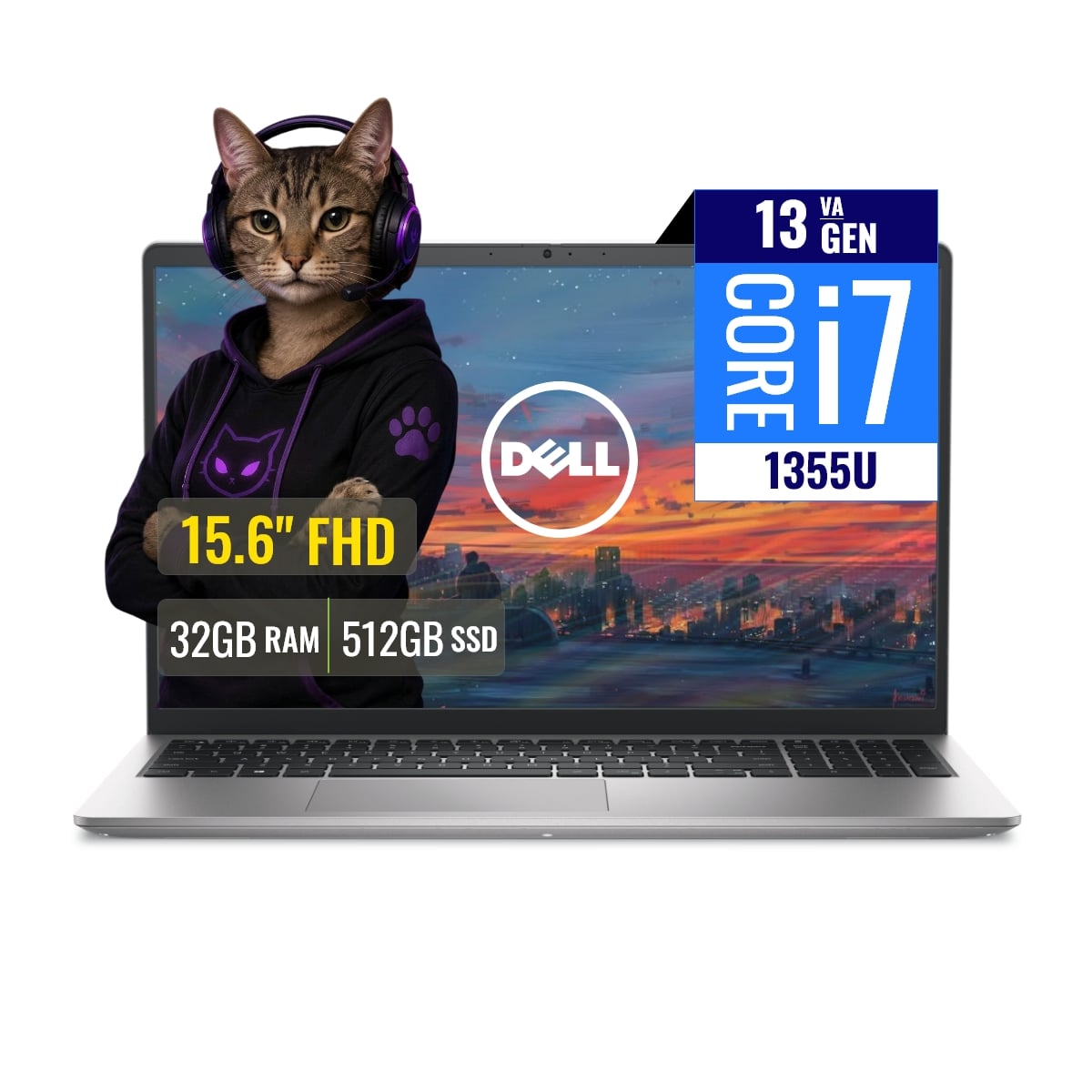 LAPTOP DELL DC15250 INTEL CORE I7 1355U 32GB RAM 512GB SSD M.2 15.6 FHD FREEDOS - 1