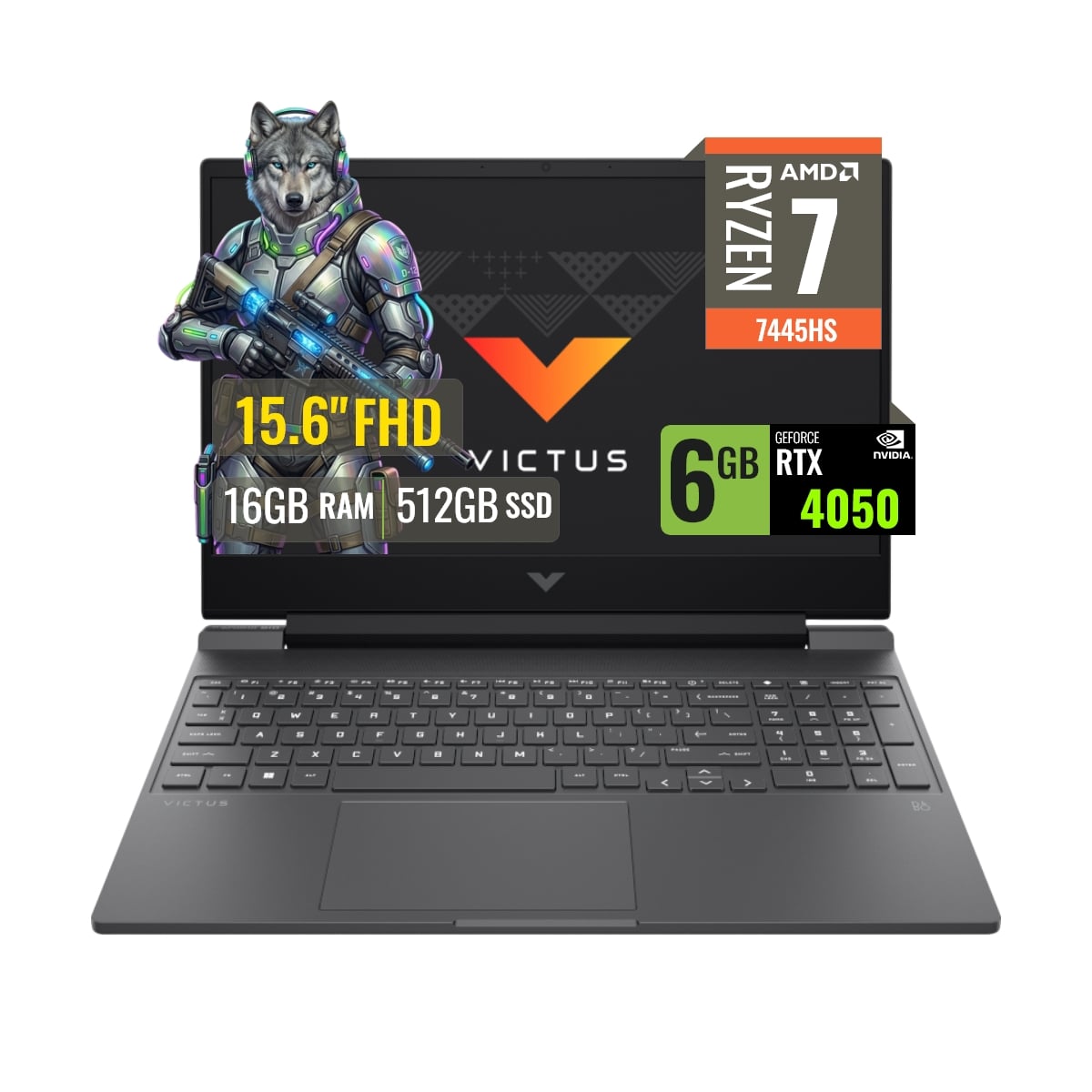 LAPTOP GAMER HP VICTUS 15 FB3022LA RYZEN7 7445H 16GB DDR5 512GB SSD RTX 4050 6GB 15.6 FHD FREEDOS - 1