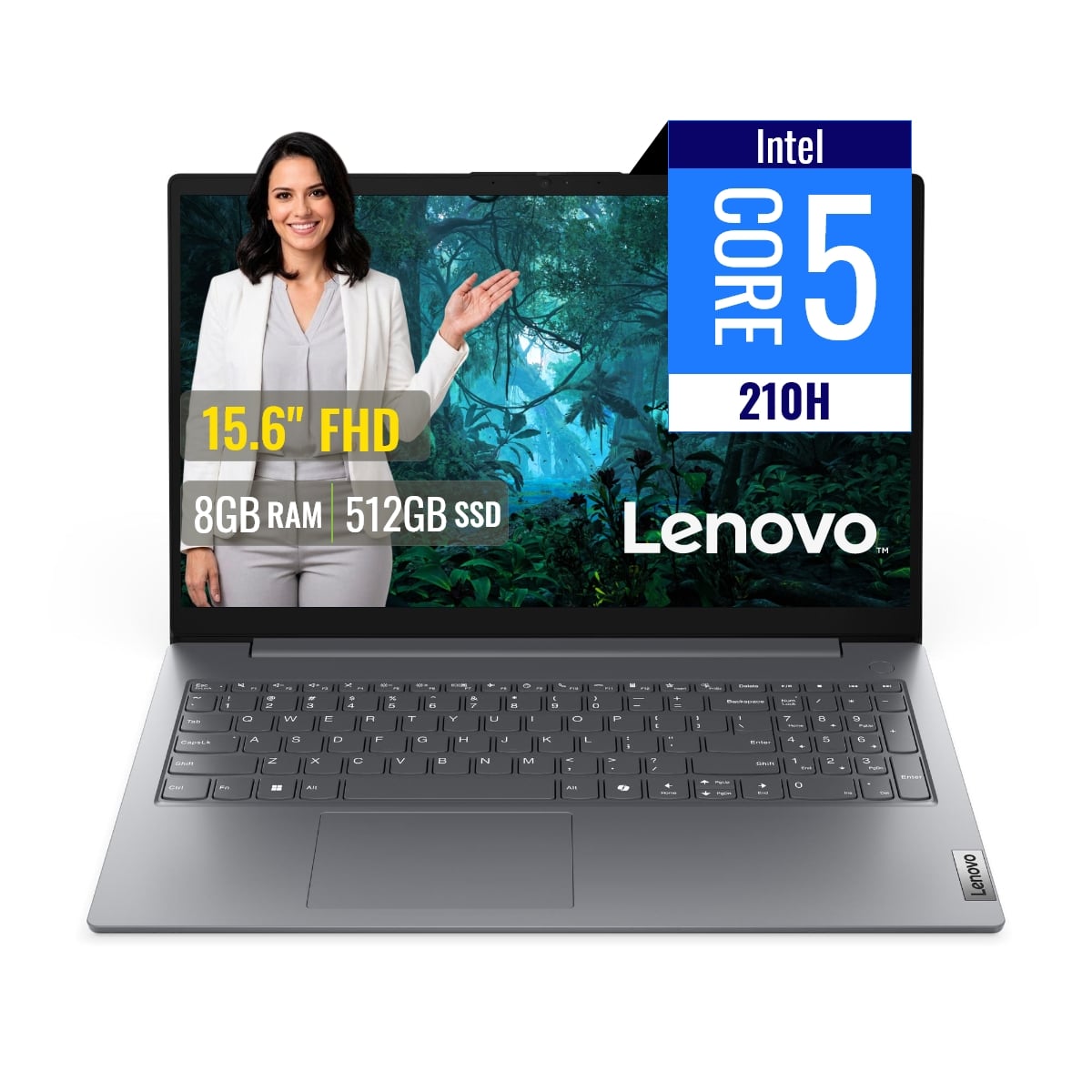 LAPTOP LENOVO V15 G5 IRL CORE 5 210H 8GB DDR5 SSD 512GB 15.6 FHD FREEDOS - 1