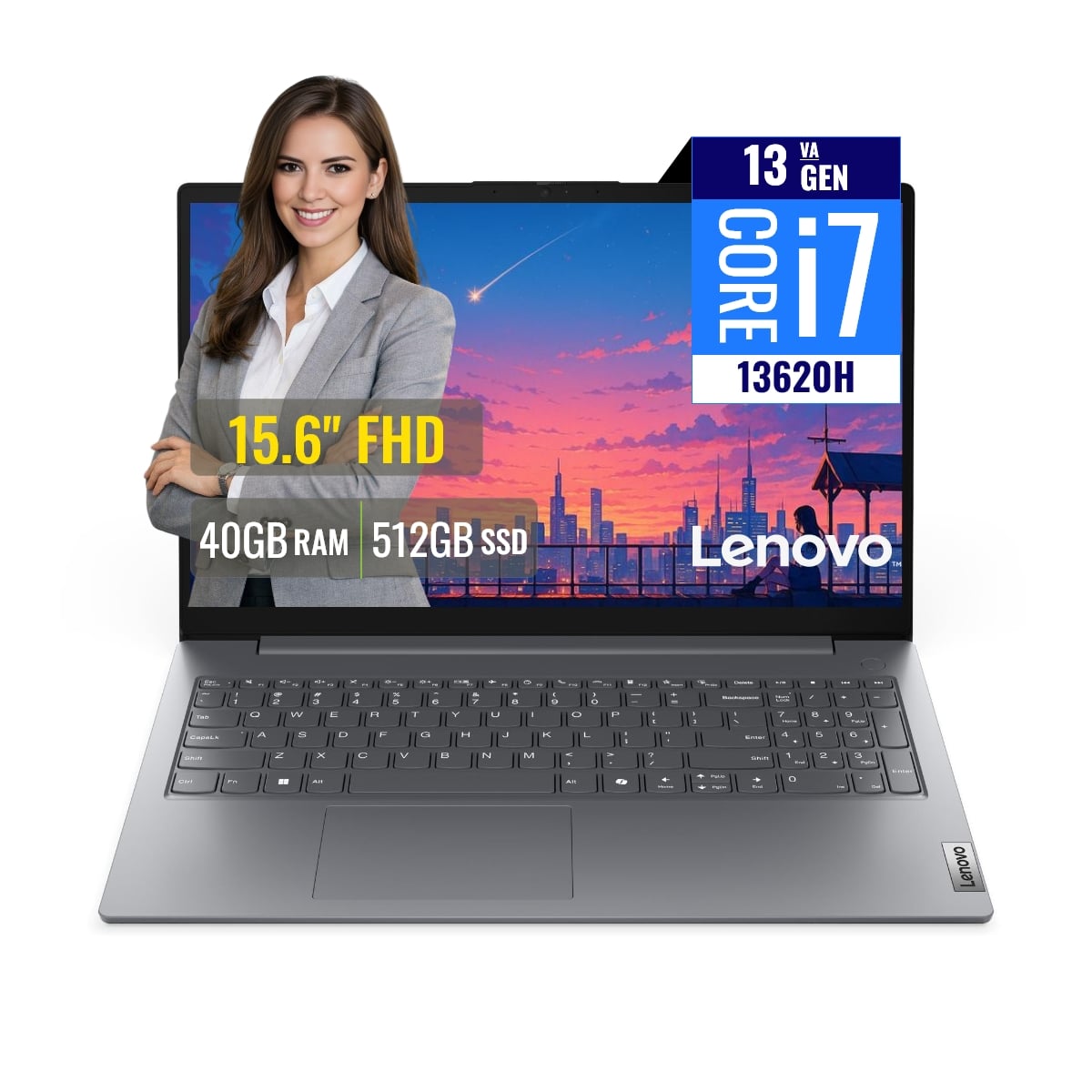 LAPTOP LENOVO V15 G5 IRL INTEL CORE I7 13620H 40GB DDR5 SSD 512GB 15.6 FHD FREEDOS - 1