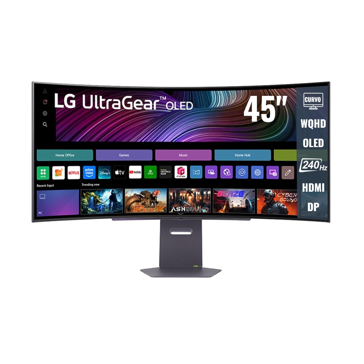 MONITOR GAMER LG ULTRAGEAR 45GX90SAB 45 OLED SMART WEBOS CURVO 240HZ 0.03MS PARLANTES Y CONTROL - 1