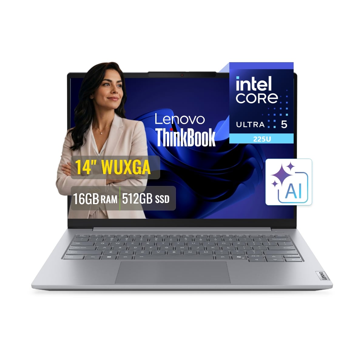 LAPTOP LENOVO THINKBOOK 14 G8 IAL INTEL CORE ULTRA 5 16GB DDR5 SSD 512GB 14 WUXGA WINDOWS 11 PRO - 1