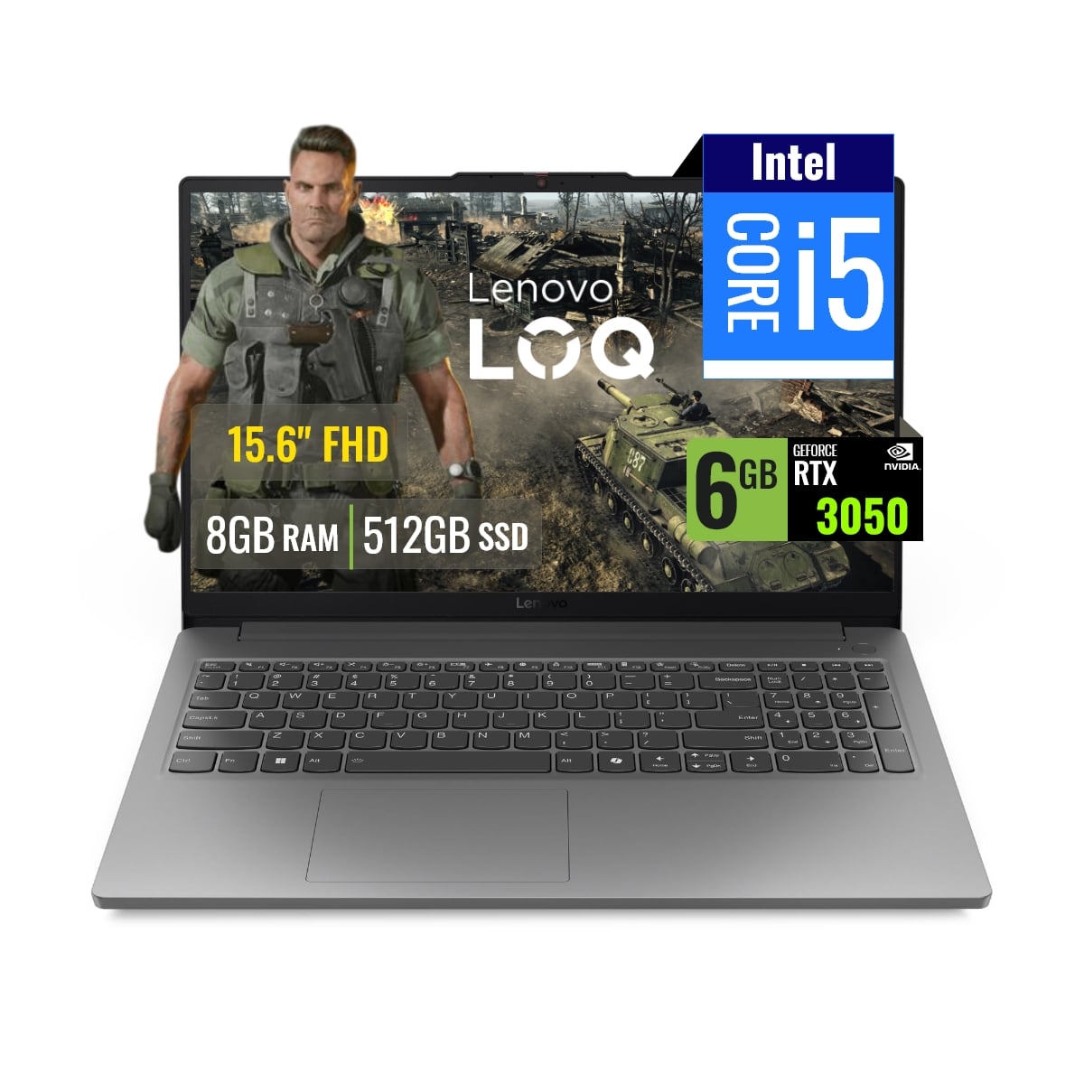 LAPTOP LENOVO LOQ 15IAX9E INTEL CORE I5 12450HX 8GB DDR5 RTX 3050 6GB SSD 512GB 15.6 FHD FREEDOS - 1