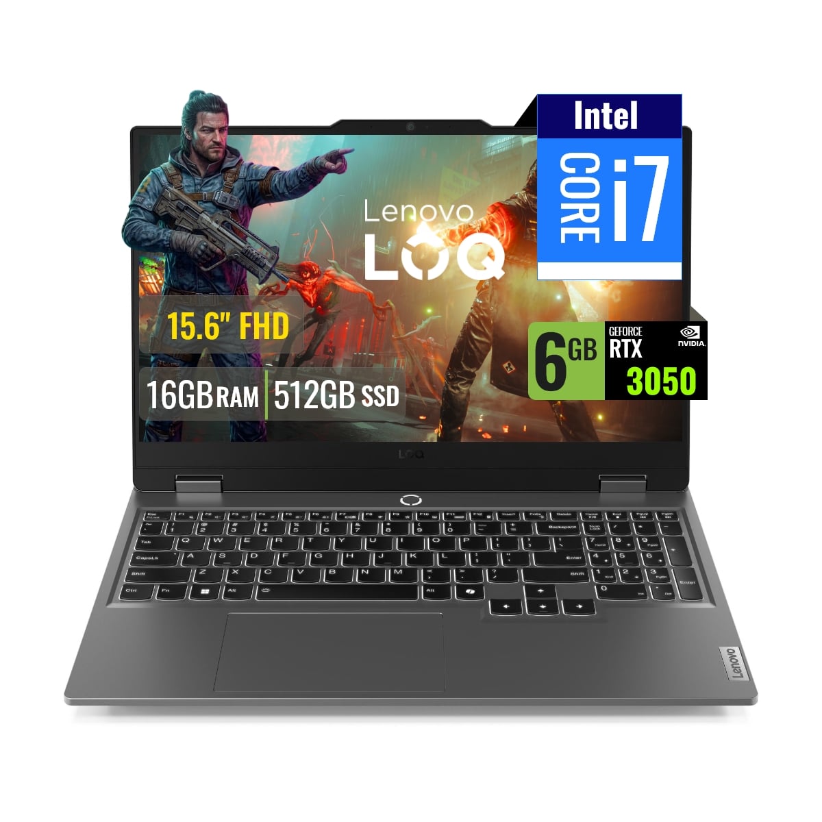 LAPTOP LENOVO LOQ 15IRX9 INTEL CORE I7 13650HX 16GB DDR5 RTX3050 6GB SSD 512GB 15.6 FHD FREEDOS - 1