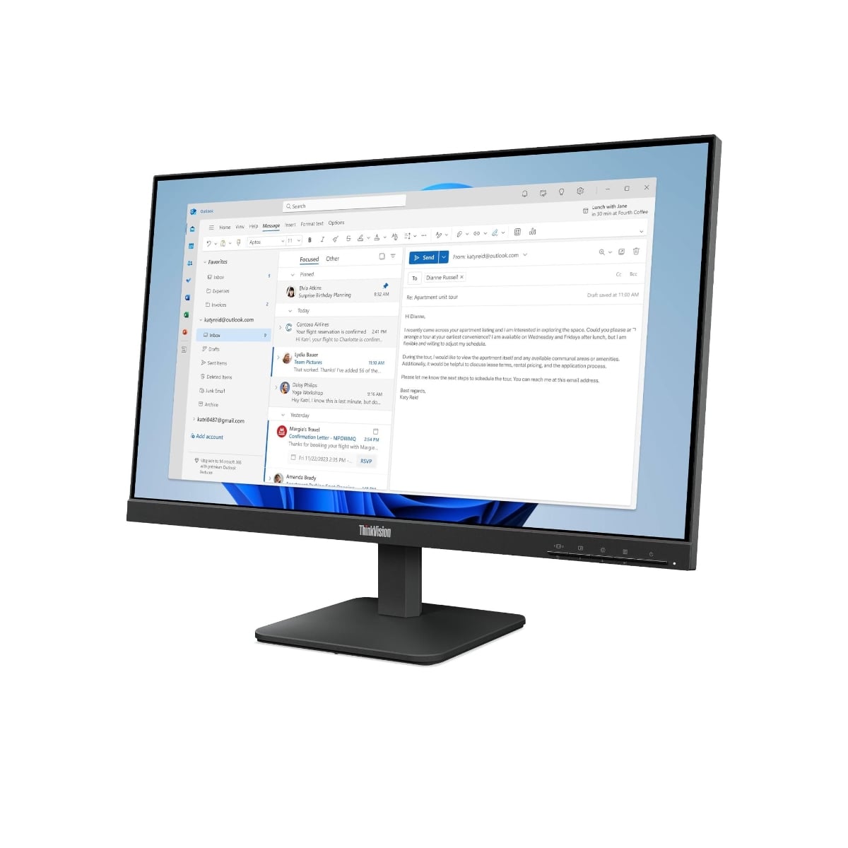 MONITOR LENOVO THINKVISION S24 4E 100HZ 4MS HDMI VGA 23.8 FHD IPS - 2