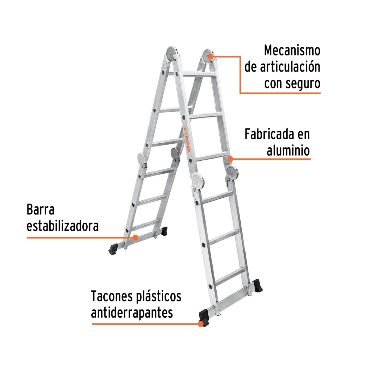 ESCALERA TRUPER ESMU-112 MULTIPOSICIÓN 12 PELDAÑOS CAPACIDAD DE CARGA 200KG - 6