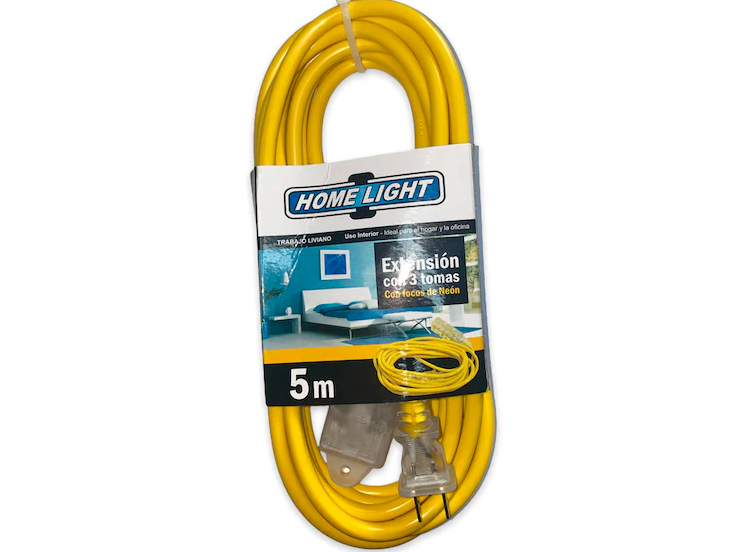 EXTENSION ELECTRICA HOME LIGHT VULZANIZADO 5 METROS AMARILLO - 1
