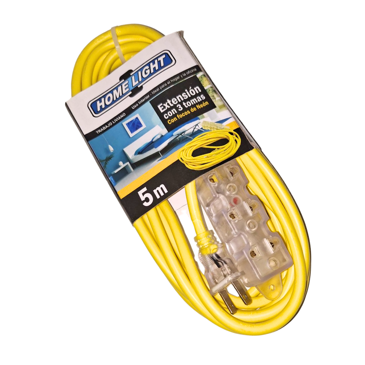 EXTENSION ELECTRICA HOME LIGHT VULZANIZADO 5 METROS AMARILLO - 4