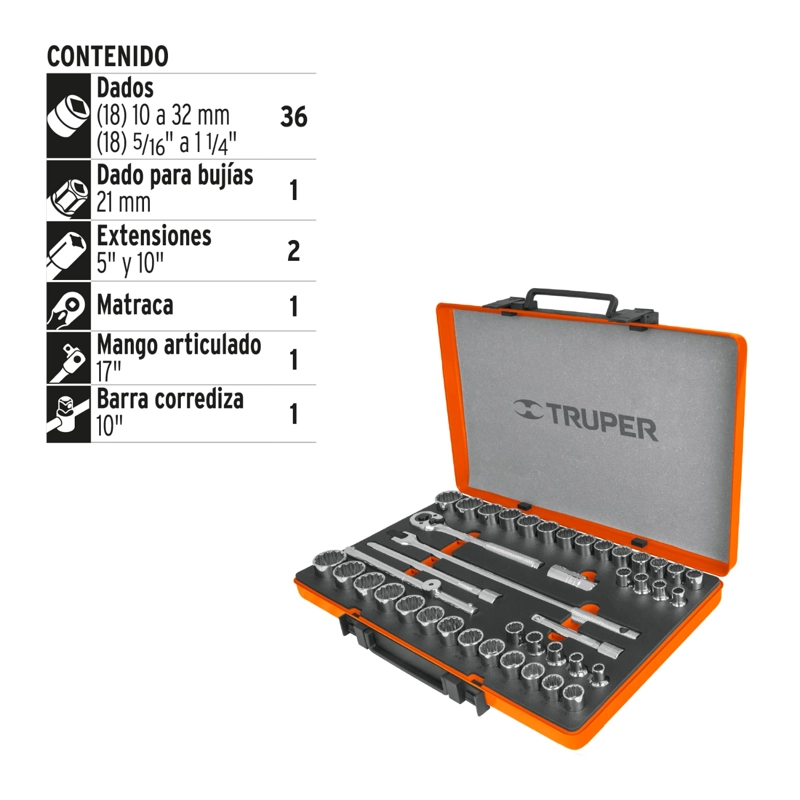 SET HERRAMIENTAS TRUPER CF-13940 42 1/2' STD Y MM - 2