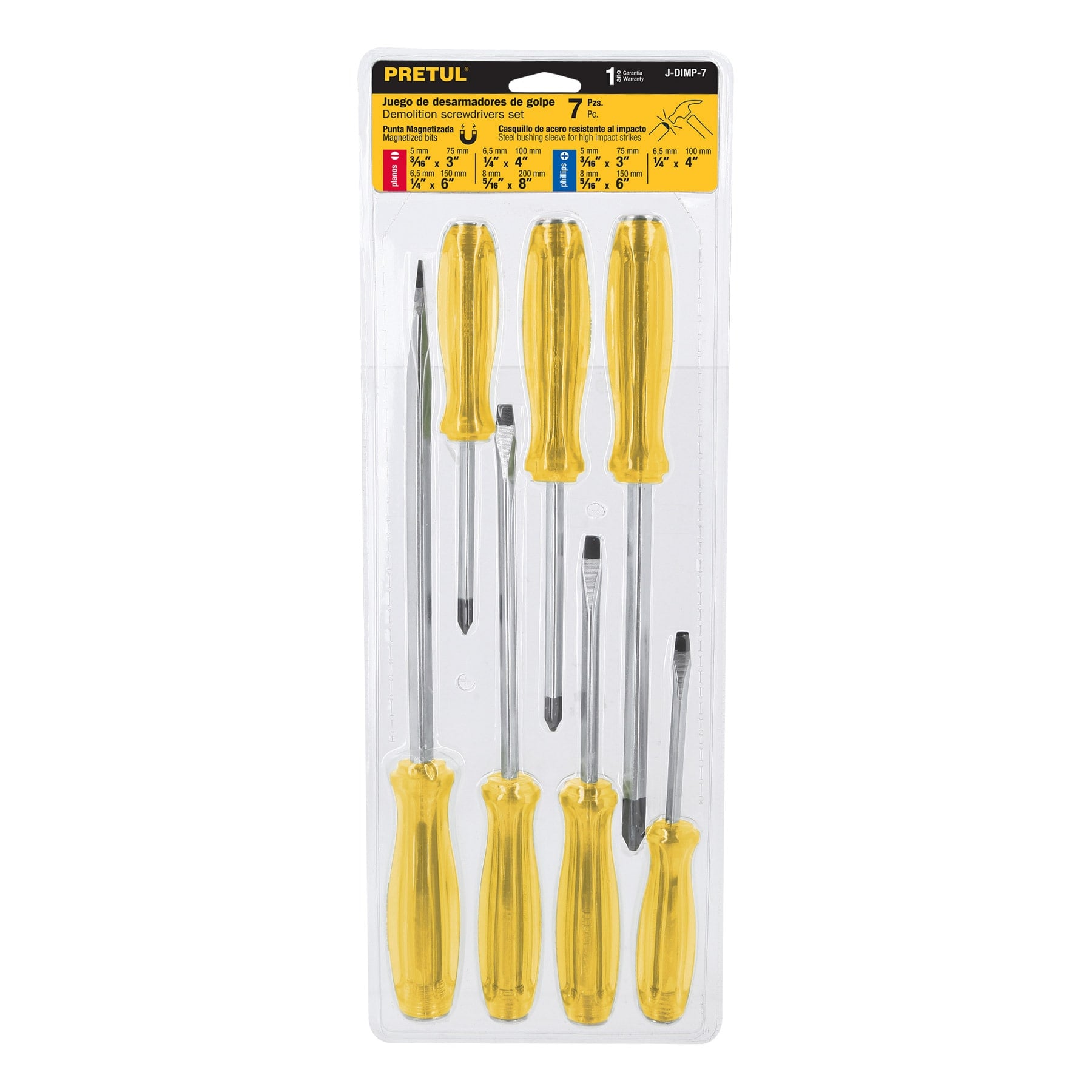 SET DESARMADORES PRETUL J-DIMP-7 7 PIEZAS DE IMPACTO - 2