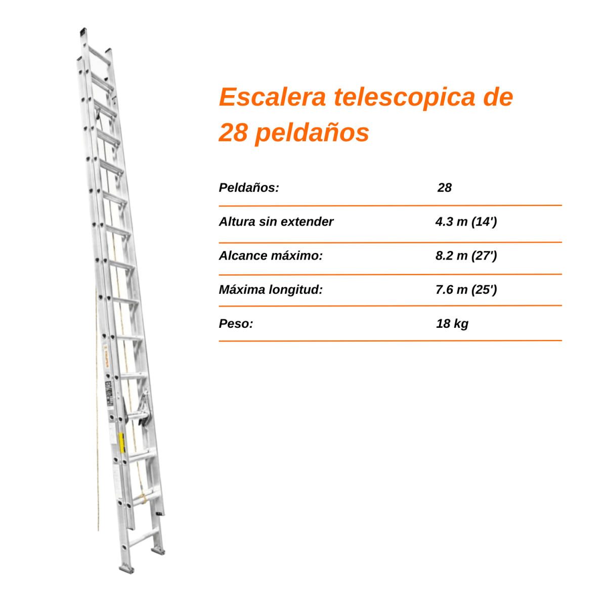 ESCALERA TRUPER EXTENSIÓN TIPO III ESE-28 28 ESCALONES - 5
