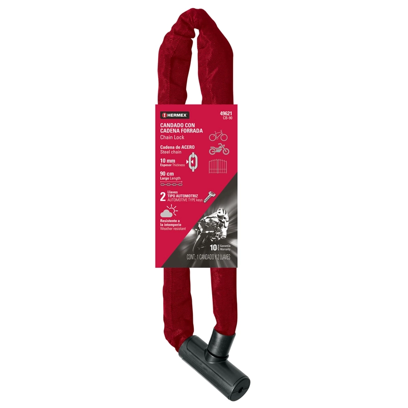 CANDADO HERMEX ACERO CON CADENA FORRADA DE 10MM - 4