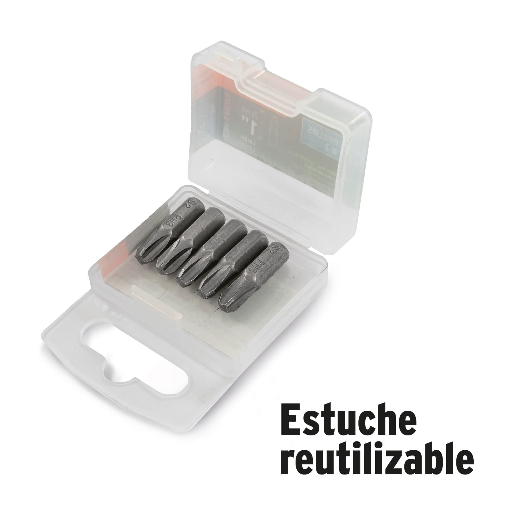 ESTUCHE CON 5 PUNTAS DE CRUZ PH2 DE IMPACTO LARGO 2' - 2