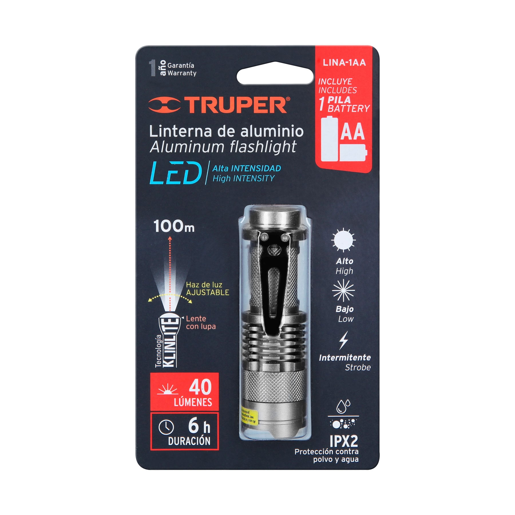 LINTERNA DE ALUMINIO 1 LED DE 40 LM CON 1 PILA AA TRUPER - 5