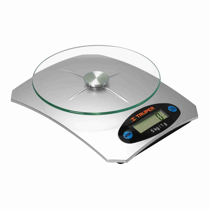BALANZA TRUPER BASE-5EC PLATEADO DIGITAL COCINA VIDRIO 5 KG - 1