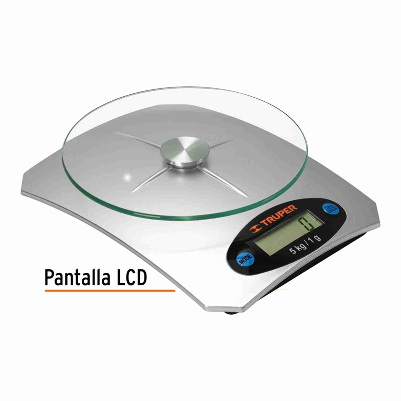 BALANZA TRUPER BASE-5EC PLATEADO DIGITAL COCINA VIDRIO 5 KG - 2
