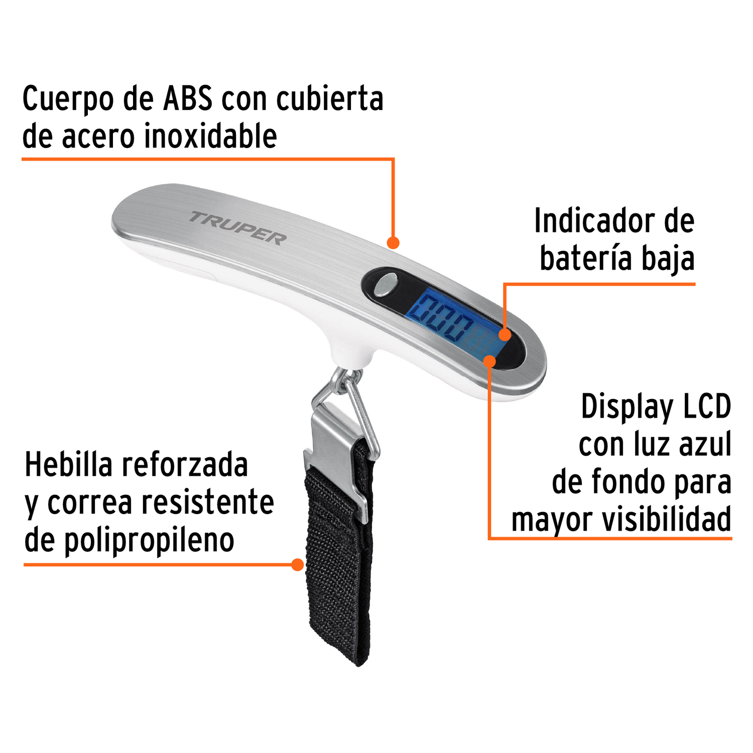 BALANZA ELECTRONICA PARA MALETA 50 KG TRUPER - 3