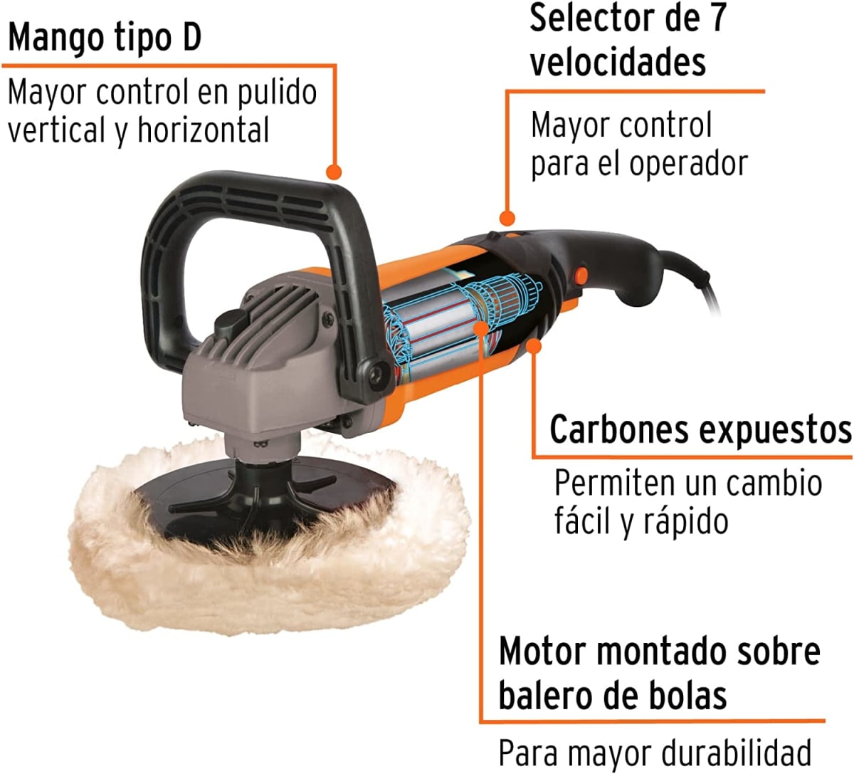 COMBO HIDROLAVADORA TRUPER + PULIDORA NARANJA - 6