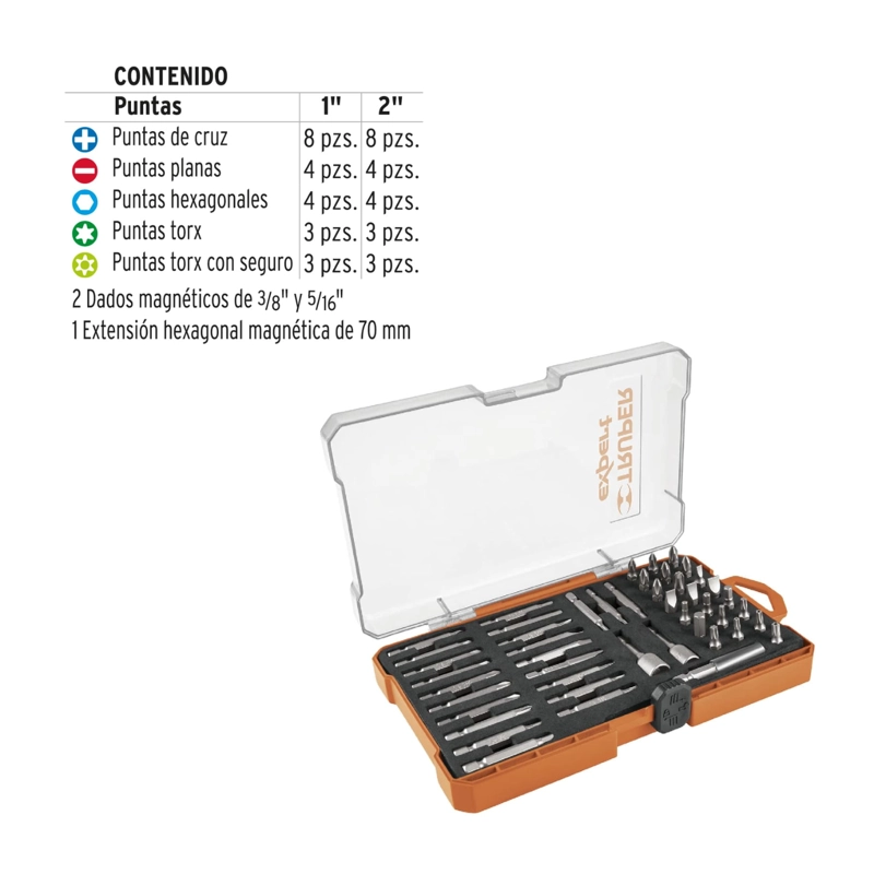 SET PUNTAS MIXTAS TRUPER 11895 47 PIEZAS LARGAS 1' Y 2' EN ESTUCHE EXPERT - 2