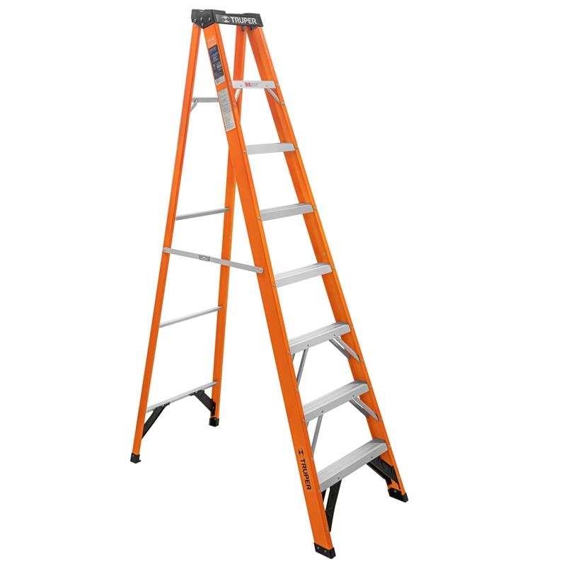ESCALERA TRUPER TIJERA FIBRA VIDRIO CAPACIDAD CARGA 175 KG 100227 7 PELDAÑOS - 1