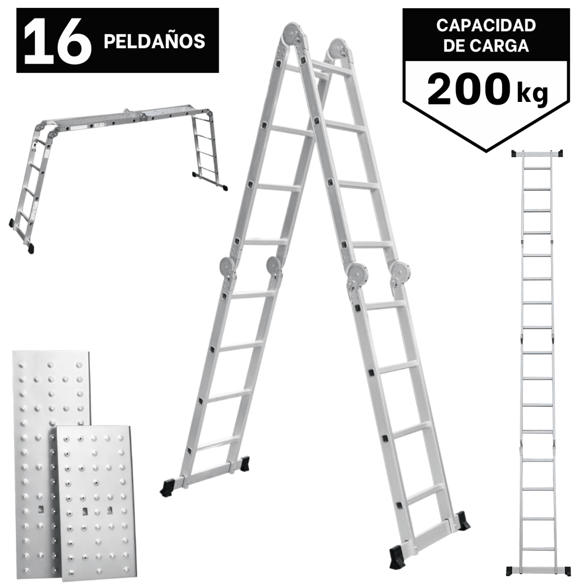 Escalera Multiposición 16 pasos escalera articulada Truper - 1