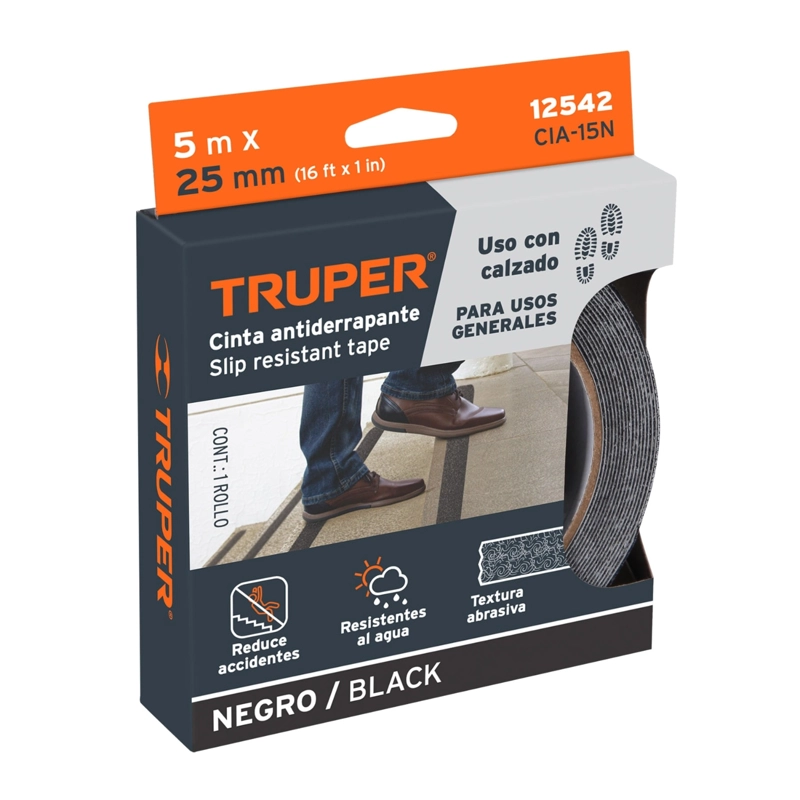 CINTA ANTIDESLIZANTE NEGRO 25 MM X 5M TRUPER - 4
