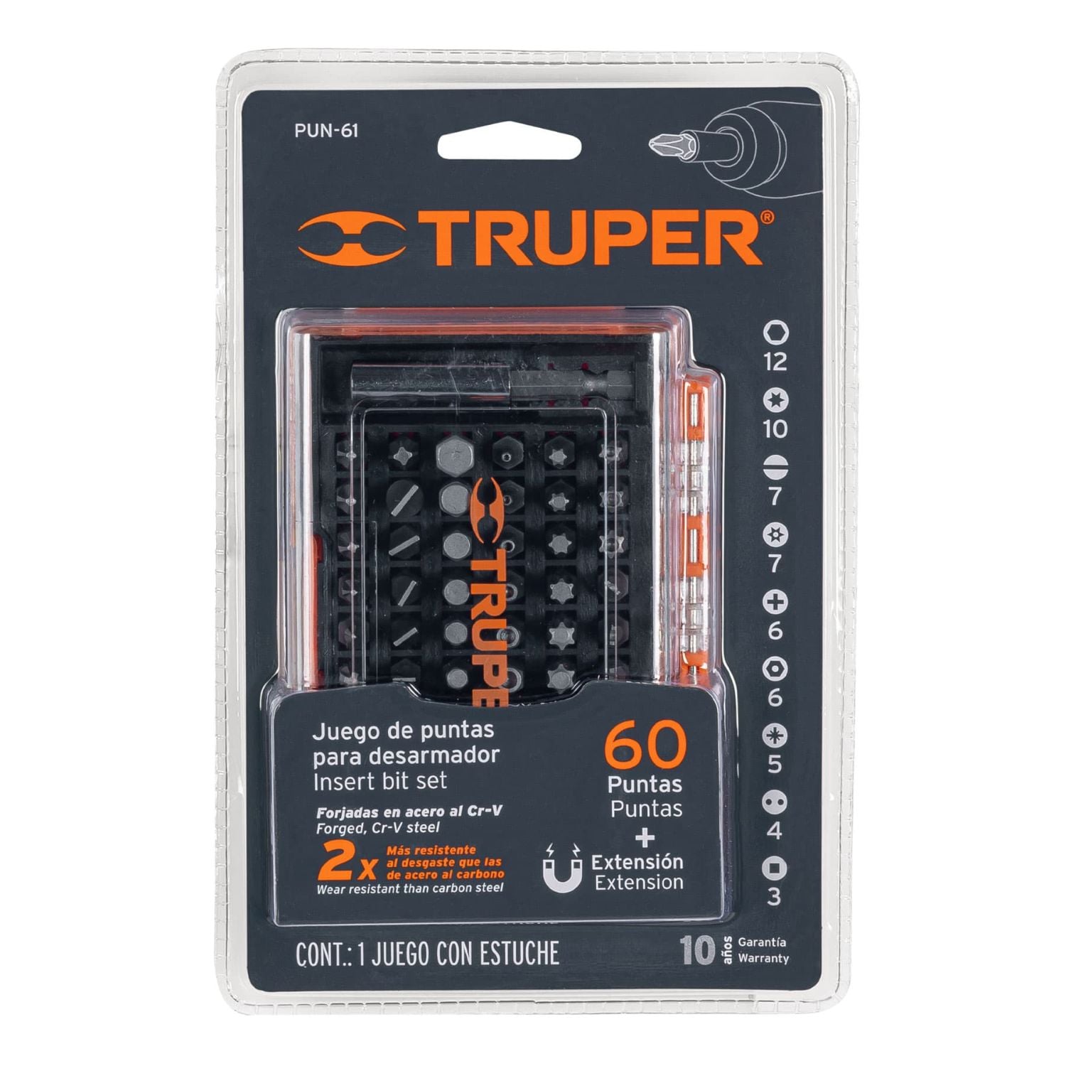 COMBO TRUPER TALADRO INALÁMBRICO 20V + JUEGO 61 PUNTAS MIXTAS - 3