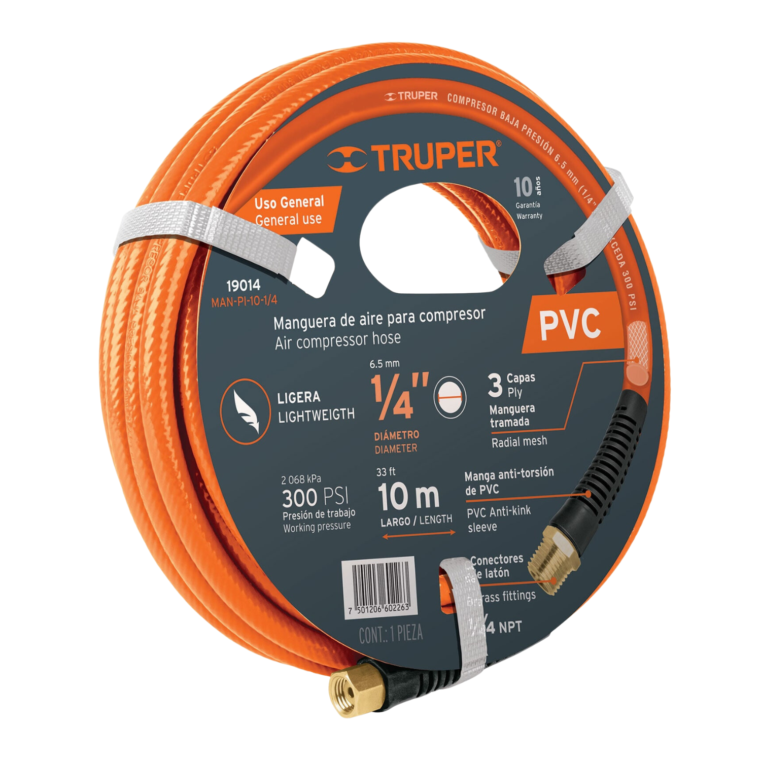 KIT COMPRESORA 25 L MANGUERA 10M CON CLAVADORA NEHUMATICA CALIBRE 18 TRUPER - 2