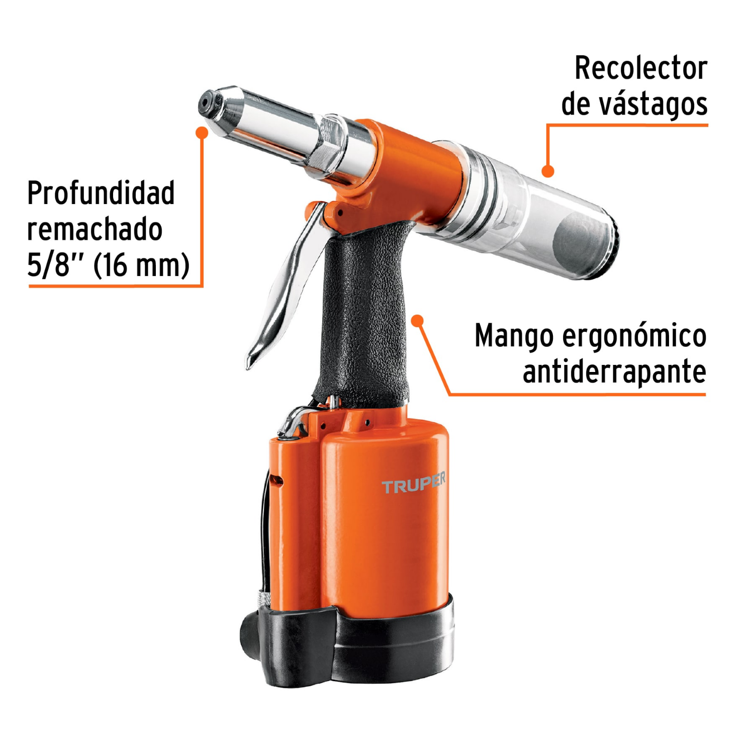 KIT COMPRESORA 25 L MANGUERA 5M CON REMACHADORA NEHUMATICA 3/16 TRUPER - 3