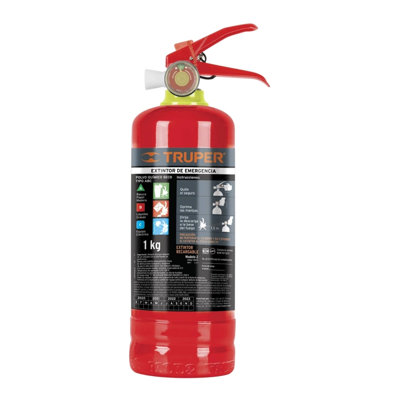 EXTINTOR PORTÁTIL TRUPER CF-100276 1 KG RECARGABLE, POLVO TIPO ABC - 1