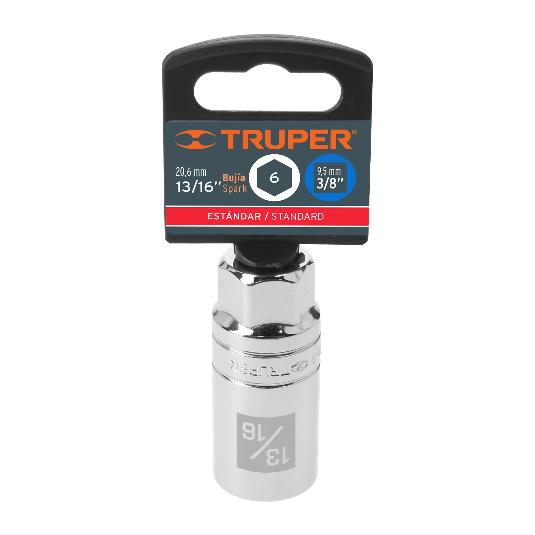 DADO PARA BUJÍAS DE 13/16', 6 PUNTAS, CUADRO 3/8', TRUPER - 2