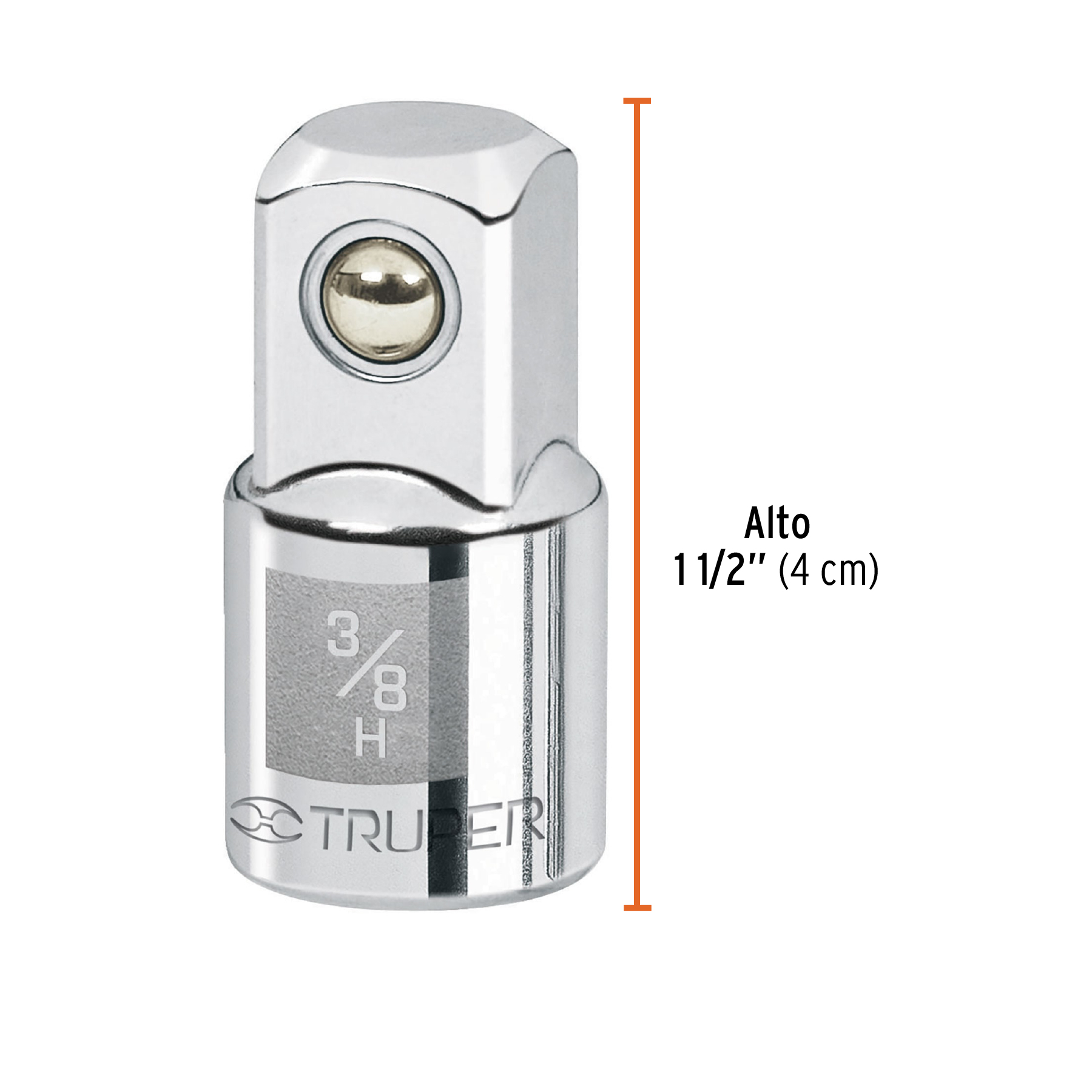 ADAPTADOR PARA MATRACA DE CUADRO 3/8' A CUADRO 1/2', TRUPER - 4