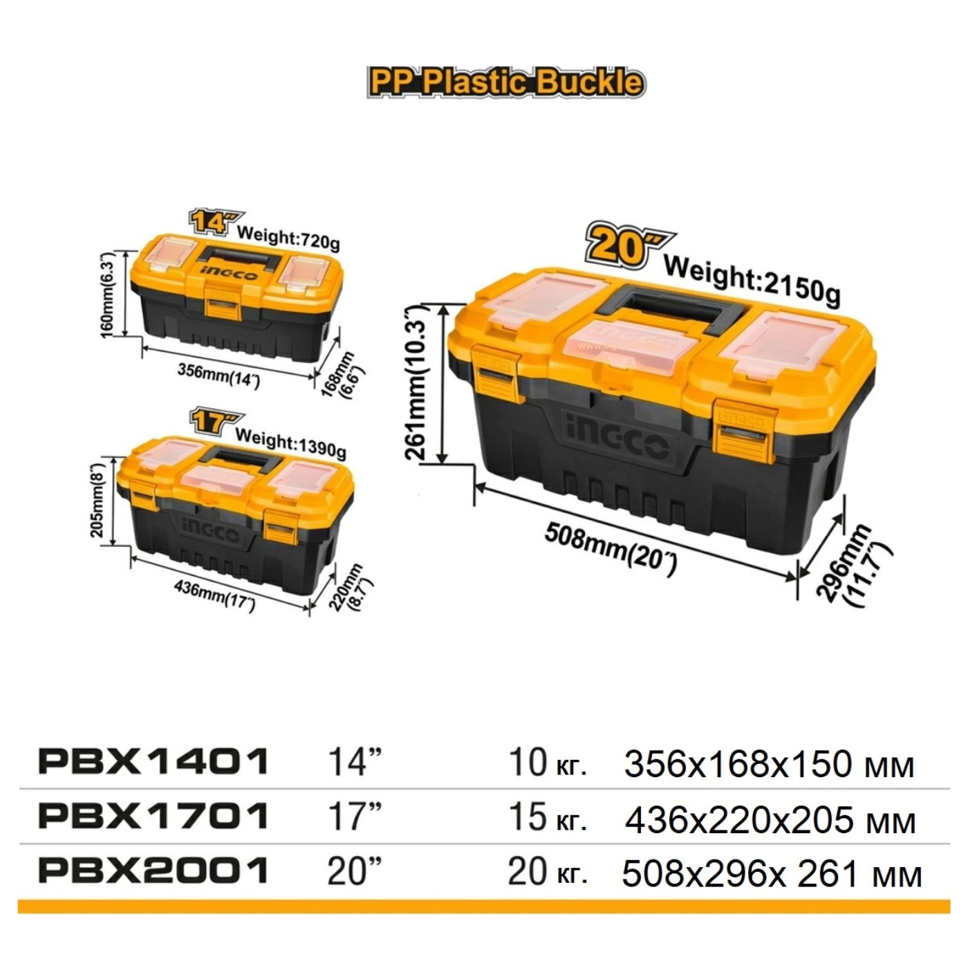 JUEGO DE 3 CAJAS DE HERRAMIENTAS 14' 17' 20' INGCO - 5