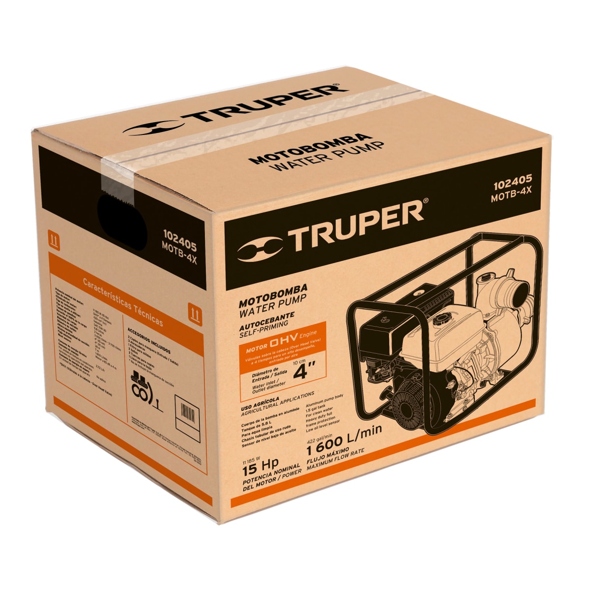 MOTOBOMBA TRUPER CF-102405 AUTOCEBANTE 4' X 4' GASOLINA 15 HP - 5