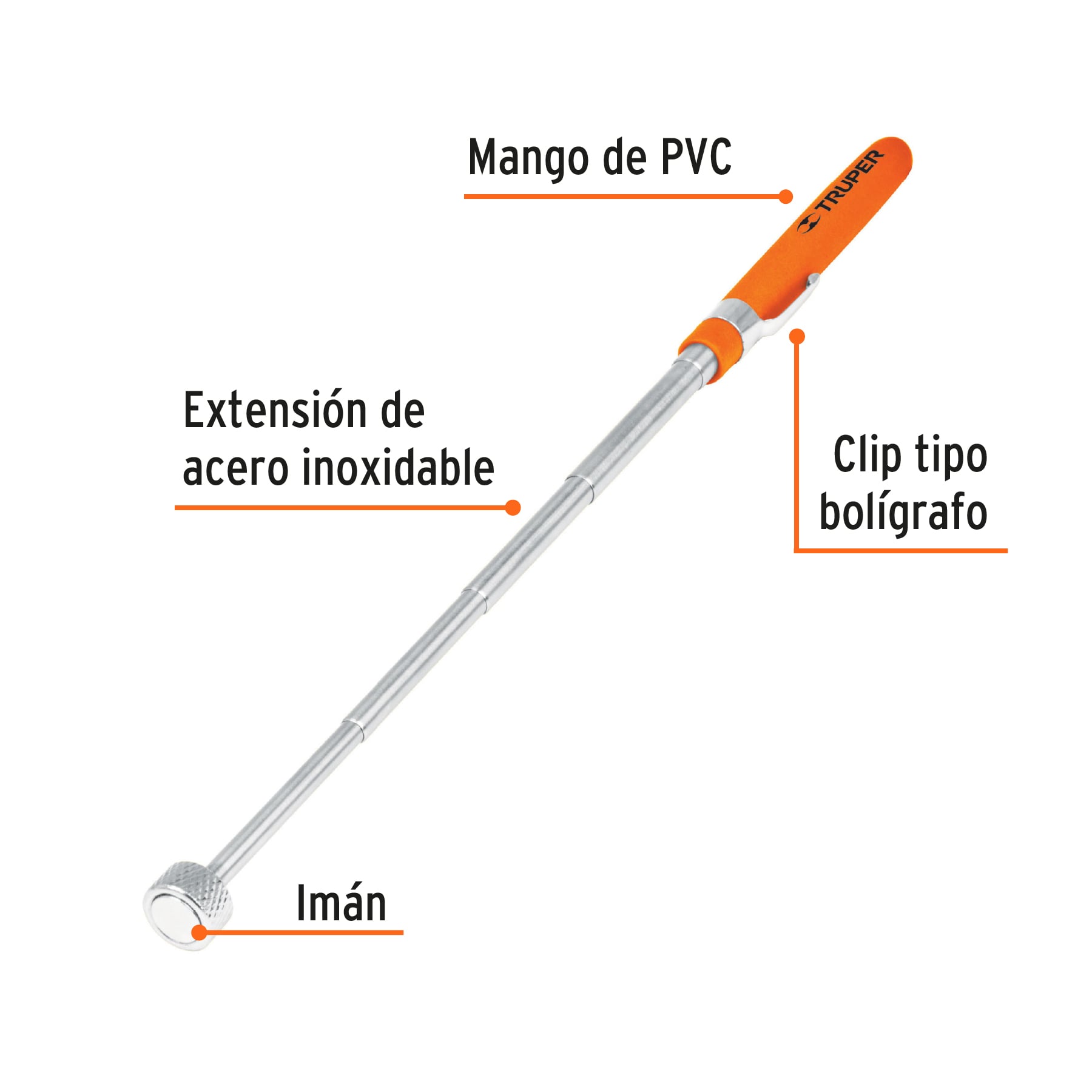 IMÁN EXTENSIBLE DE ACERO INOXIDABLE SOPORTA 3.6KG TRUPER - 2
