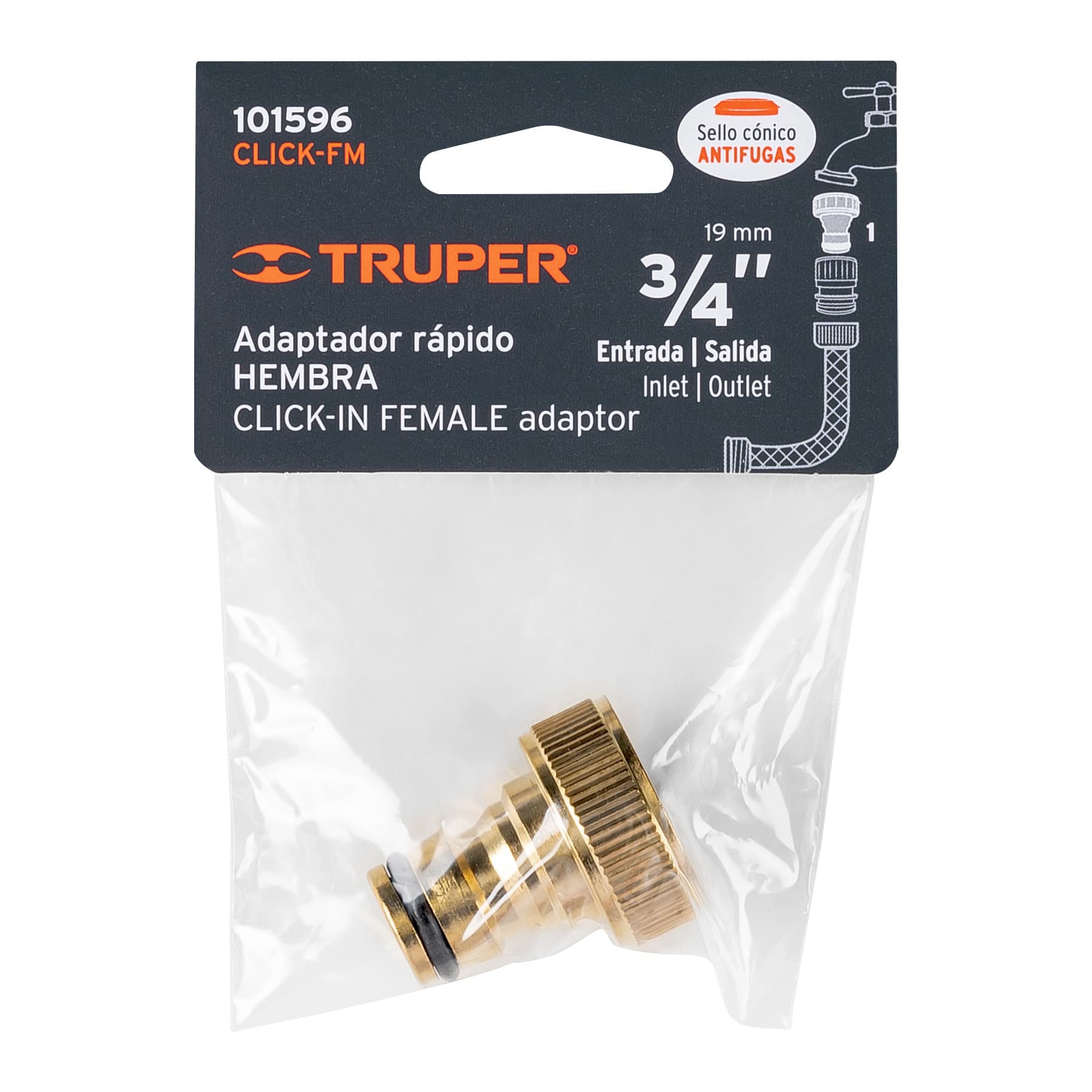CONECTORES DE LATÓN SOLIDO SISTEMA CLICK HEMBRA TRUPER - 5
