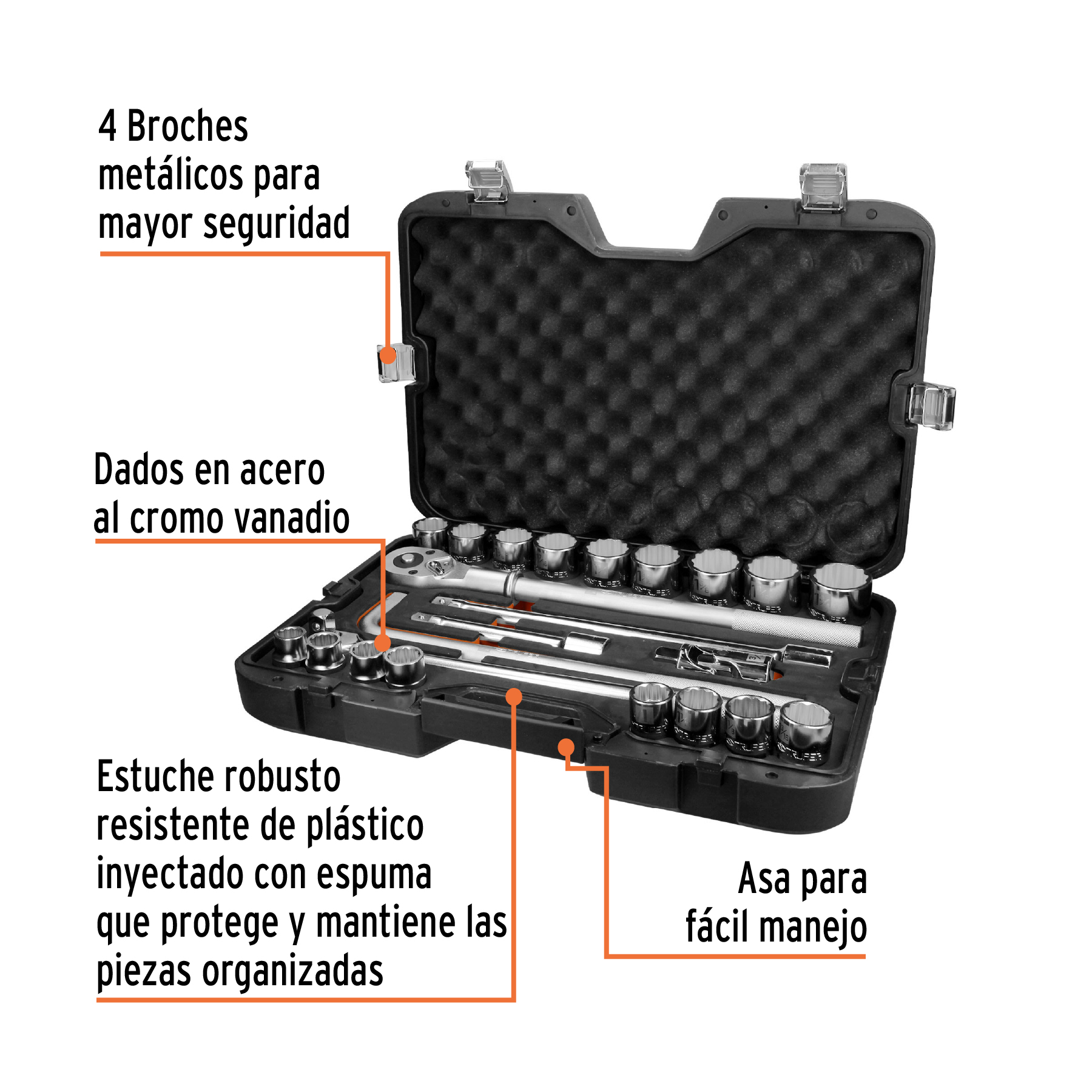 JUEGO DE 23 HERRAMIENTAS ENCASTRE 3/4' STD PARA MECANICO TRUPER - 3