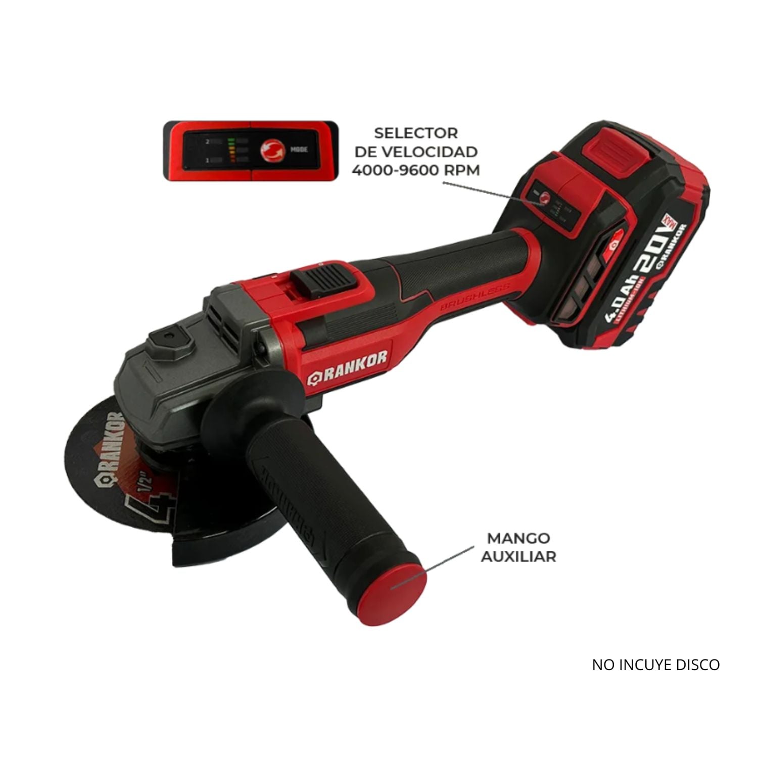 AMOLADORA ESMERIL ANGULAR 5" BRUSHLESS RANKOR - 2